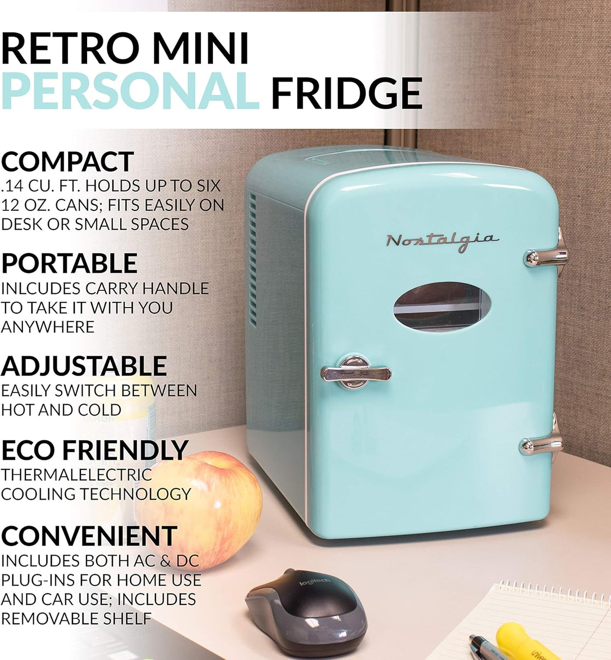 6-Can Mini Refrigerator with Carry Handle C9282