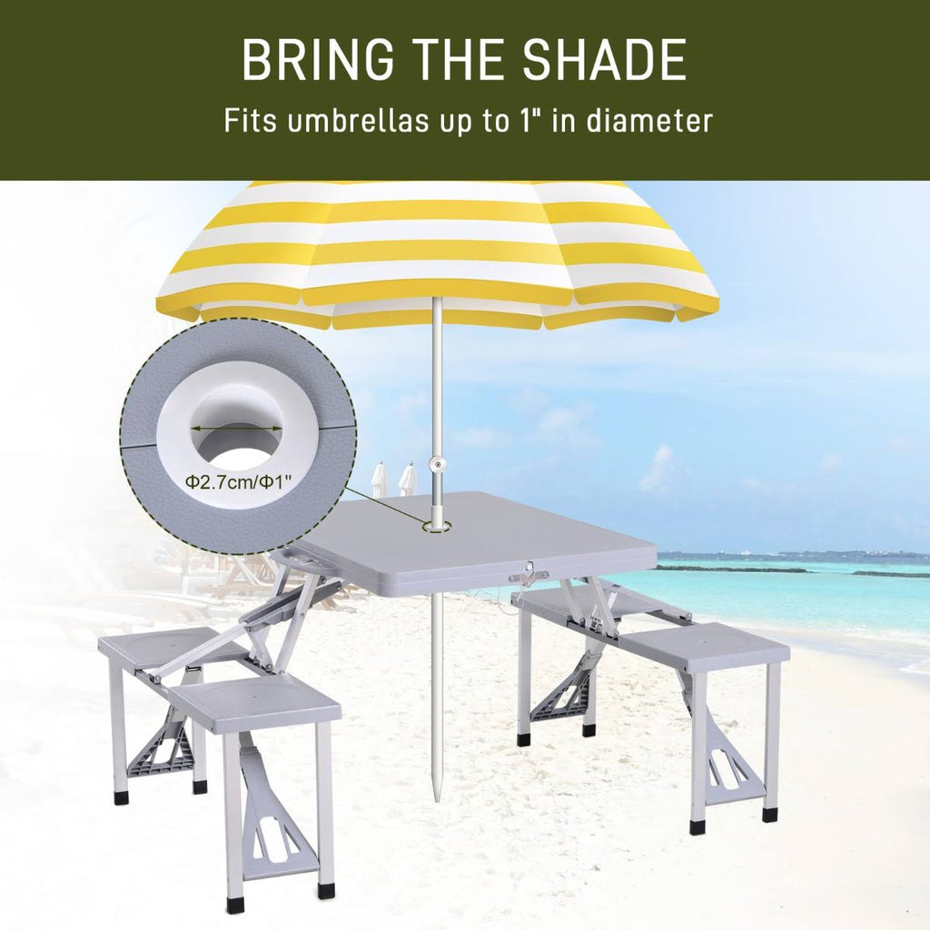 Camping Table with Chairs 4-Seat Set Foldable Q595293