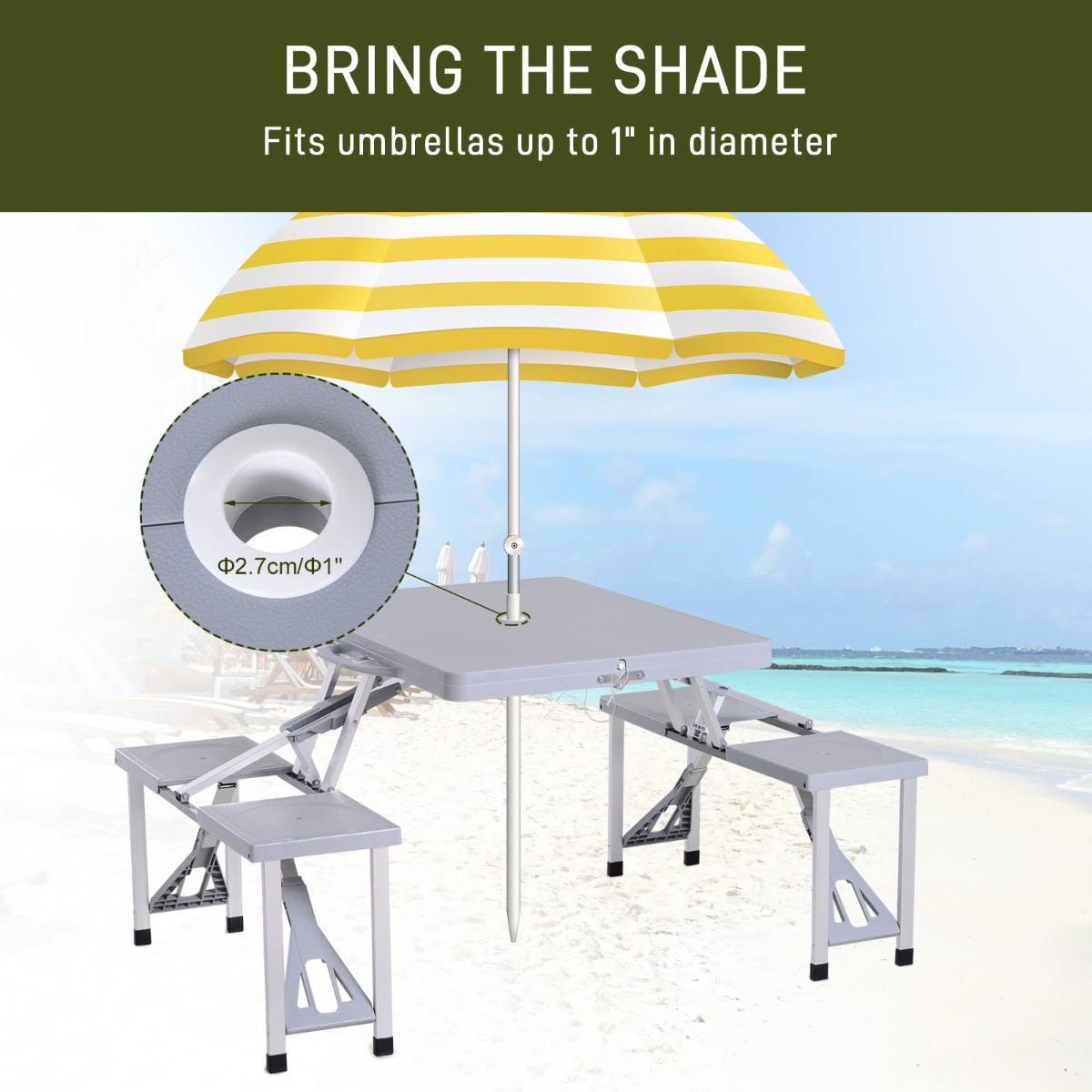 Camping Table with Chairs 4-Seat Set Foldable Q595293