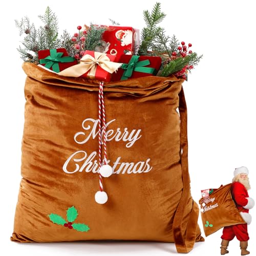 Burgundy Velvet Christmas Drawstring Gift Bags M322