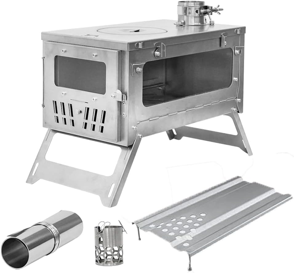 15inch Wood Burning Stove Folding Portable with 9.84ft Pipes M580
