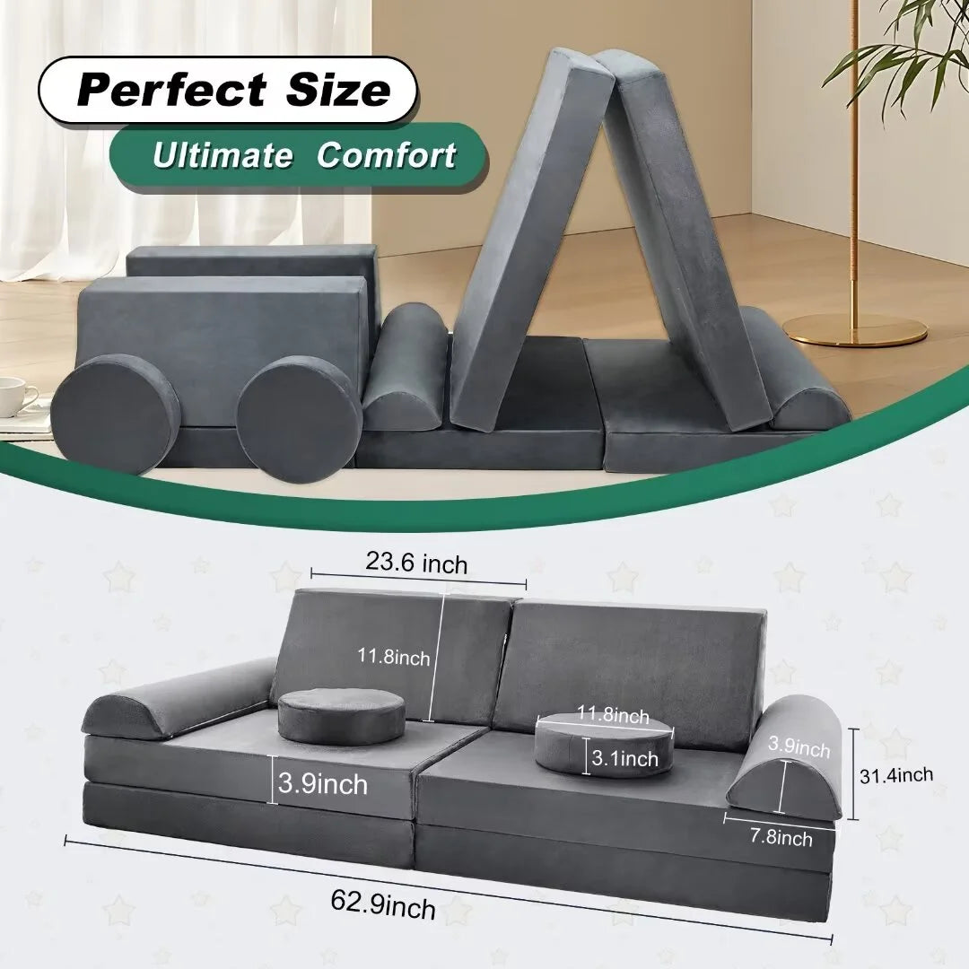 Gray 10pcs Modular Kids Couch H988