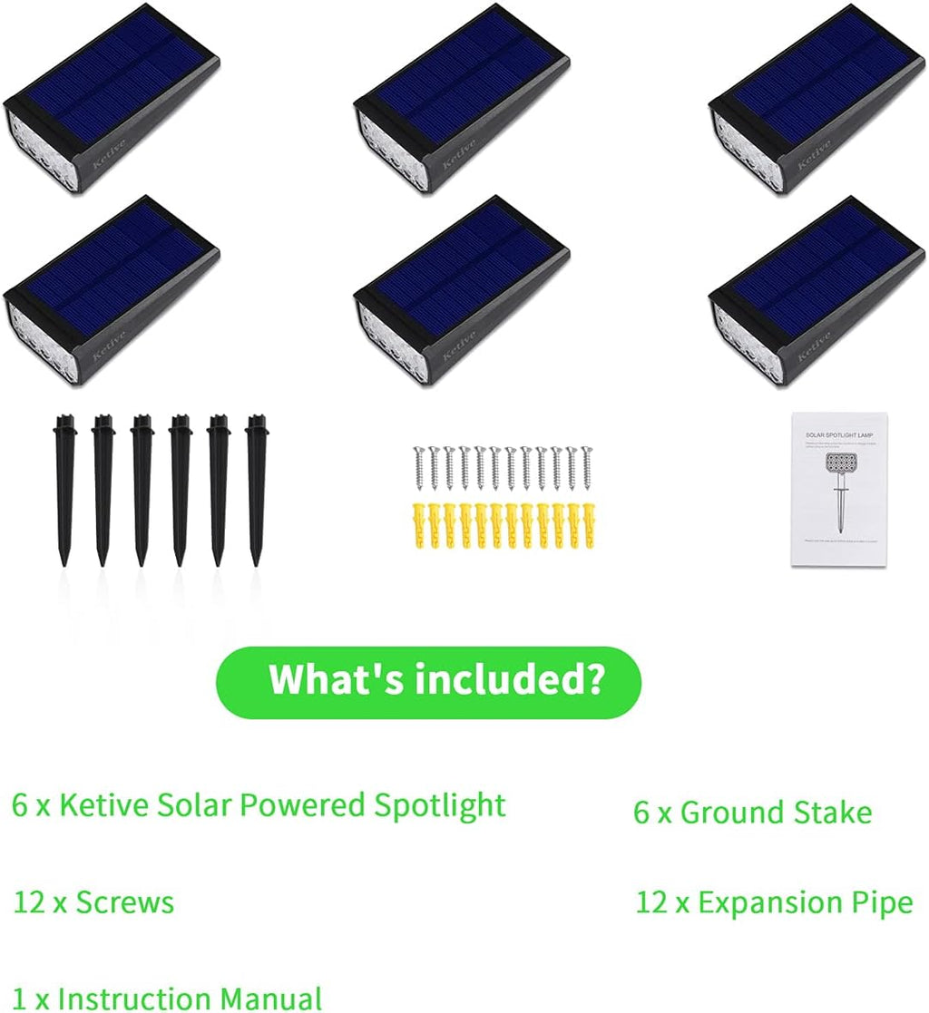 15 LEDs IP65 Waterproof Adjustable Solar Landscape Spotlights 10 Pack L3865