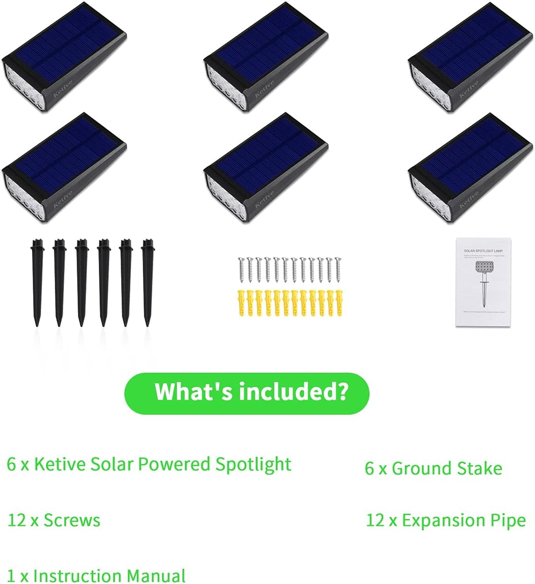 15 LEDs IP65 Waterproof Adjustable Solar Landscape Spotlights 10 Pack L3865