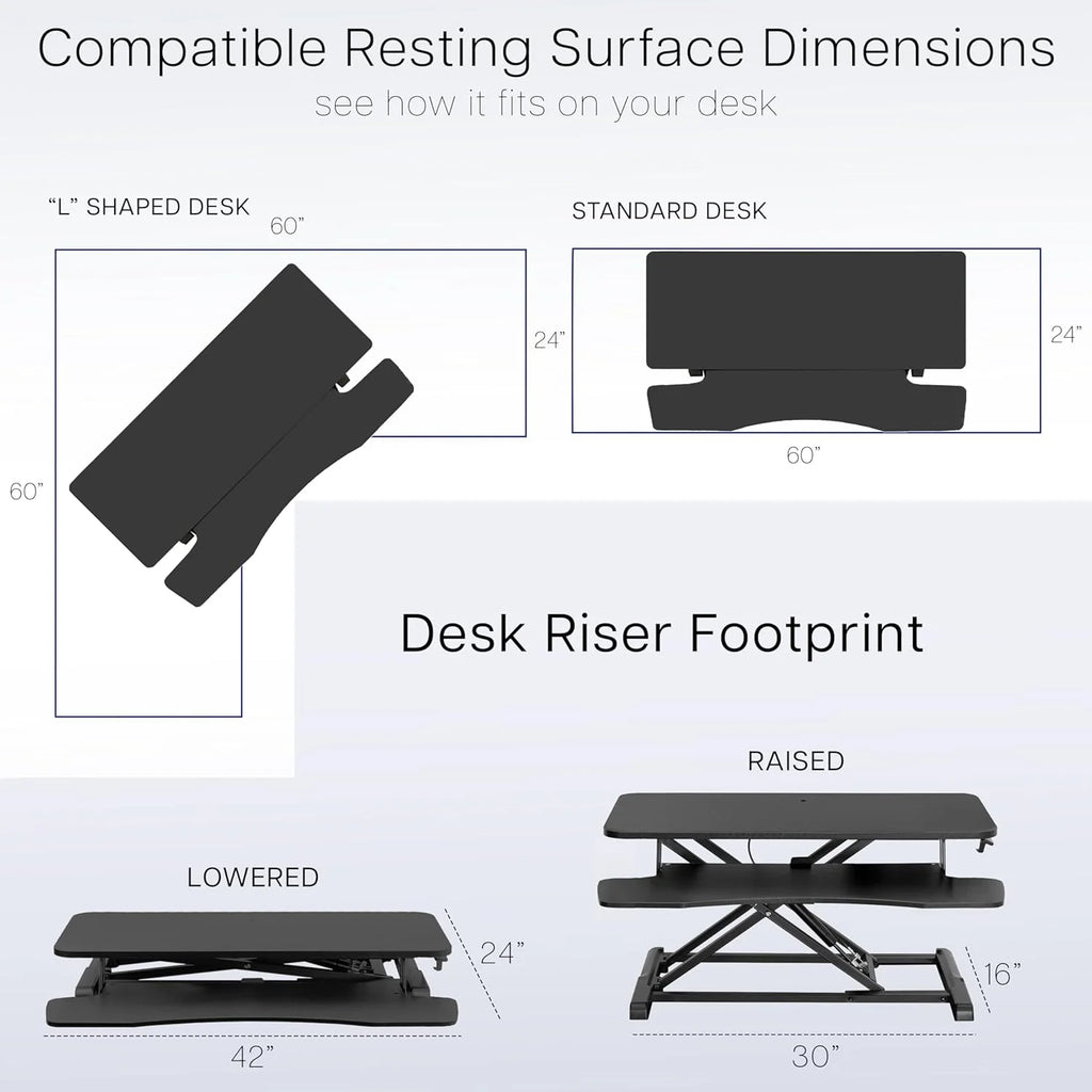 Black Height Adjustable Standing Desk Monitor Riser X504