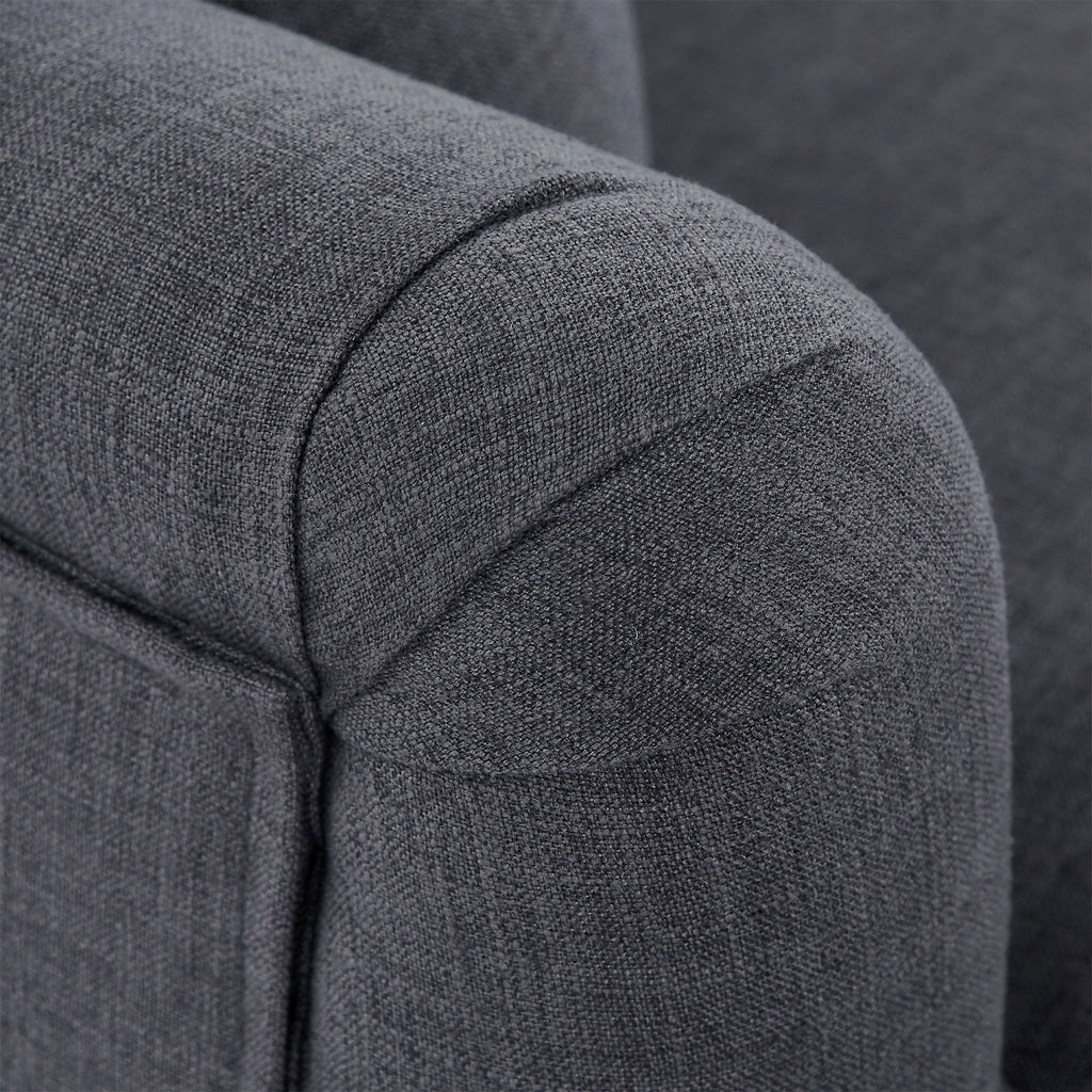 Gray Upholstered Loveseat Sofa with Wooden Legs and Two Throw Pillows C8664