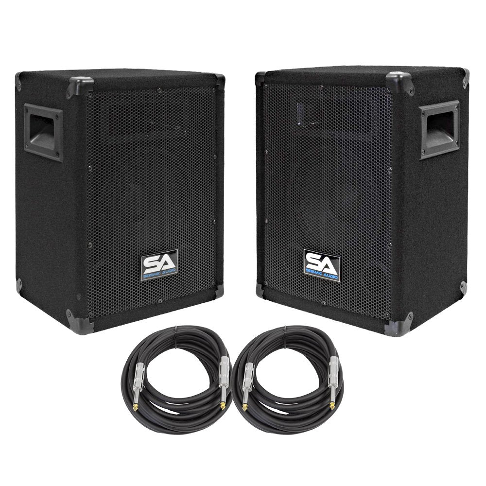 Pair of 8 DJ Speakers with Two 20' Speaker Cables U818