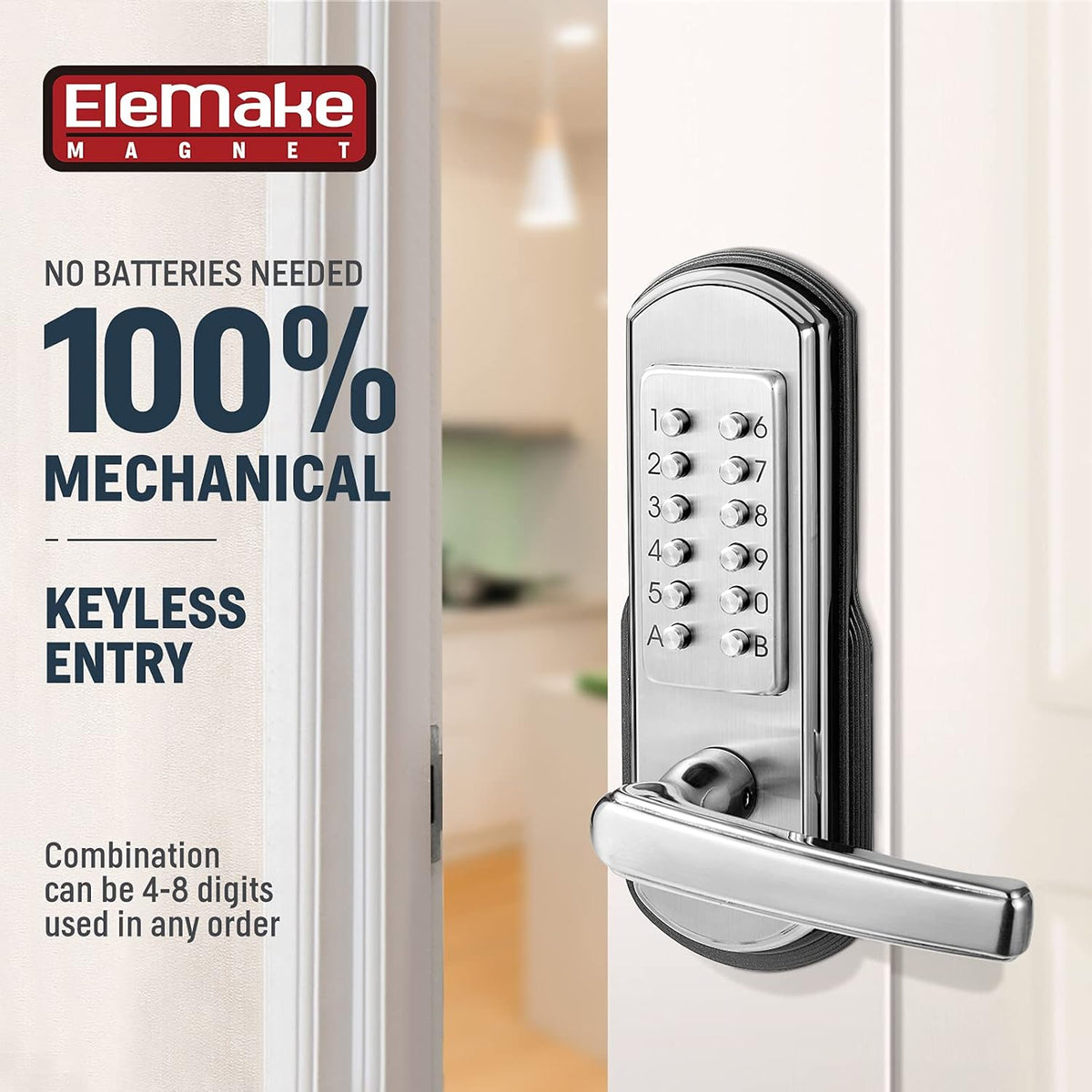 Keypad Door Lock with Handle Stainless Steel N3265