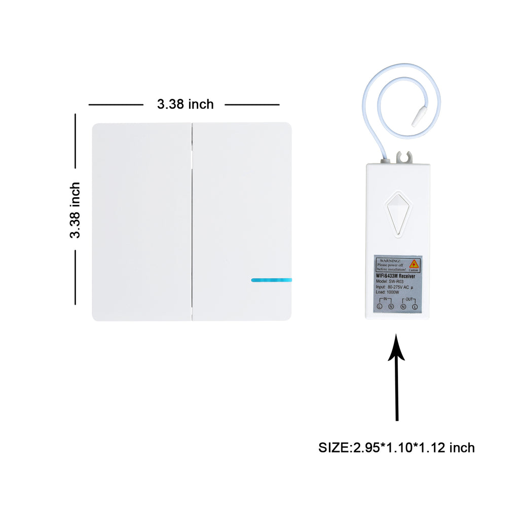 2-gang Smart Light Switch with WiFi Receiver R673549