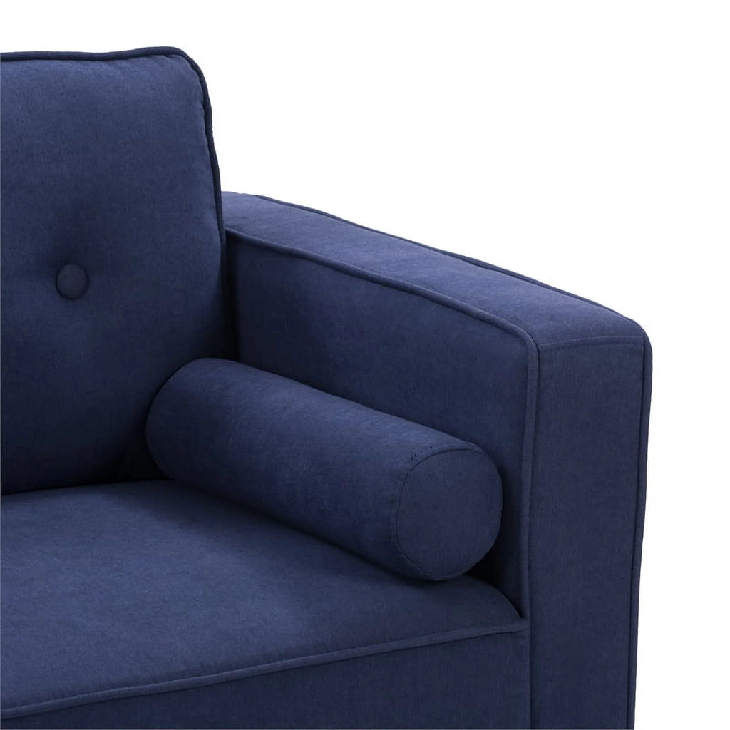 Navy Blue Fabric Chair and Sofa Set 2pcs U7348