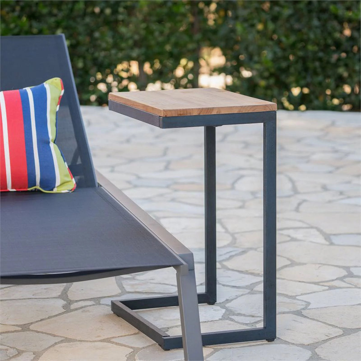 C-Shaped Accent Table in Brown and Black A79428