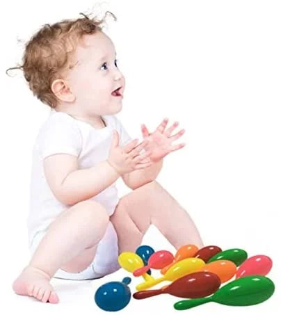 24pcs Mini Plastic Maracas 6 Neon Colors M7180