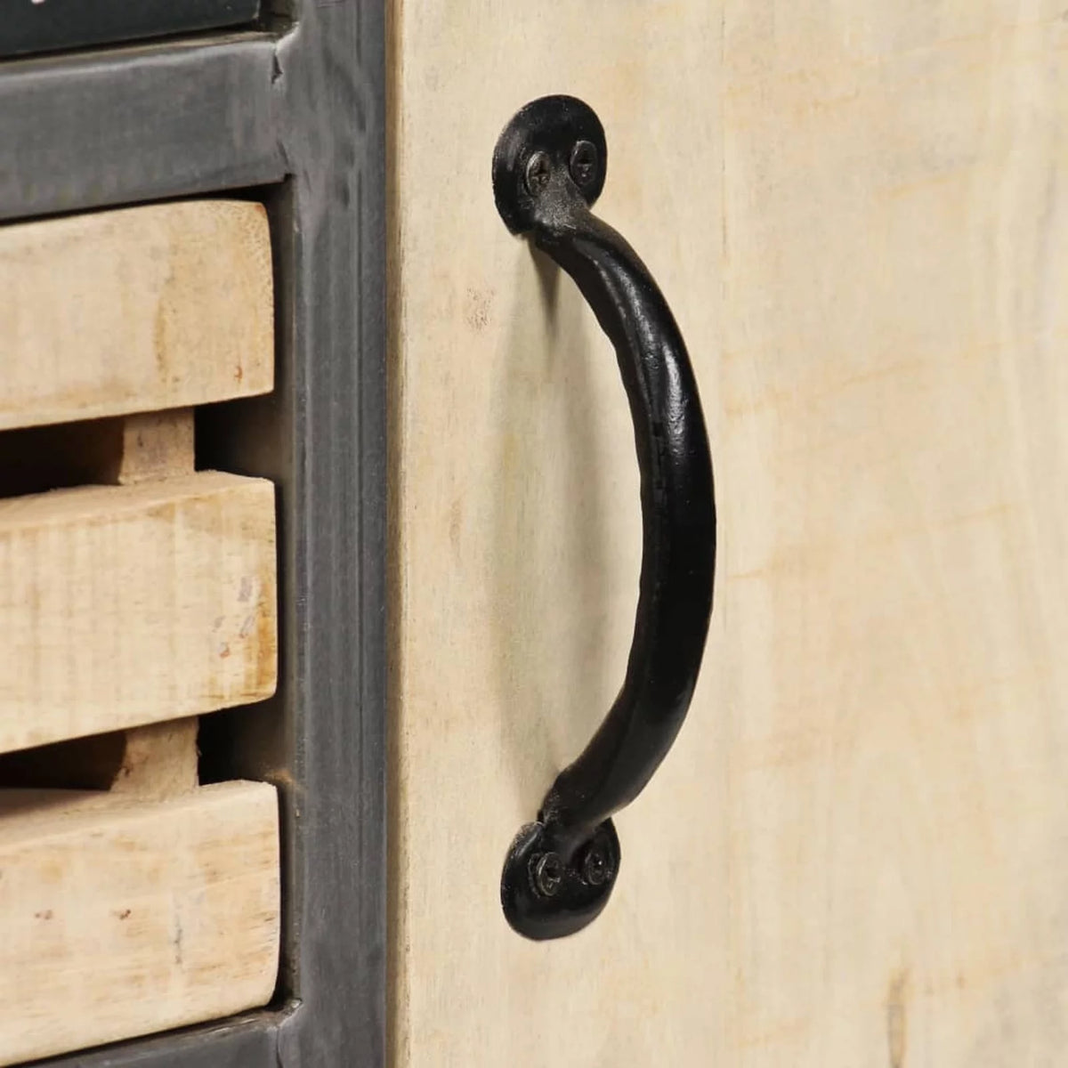 Solid Mango Wood and Steel Sideboard O95339