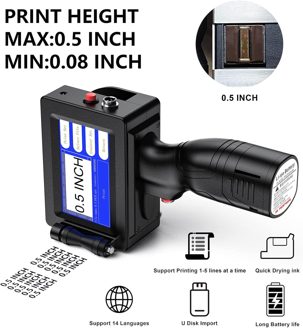 Handheld Inkjet Printer with 3.7 Inch Touch Screen V21784