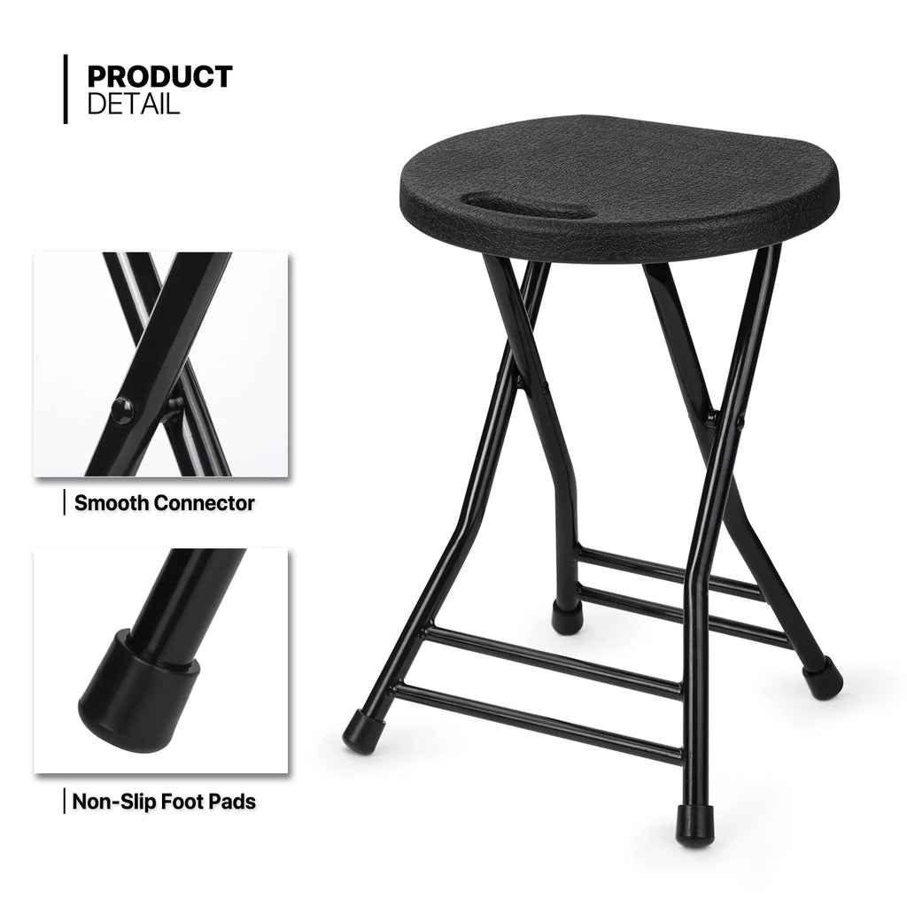 7 Pieces 5 FT Folding Round Table and Chair Set Black C775