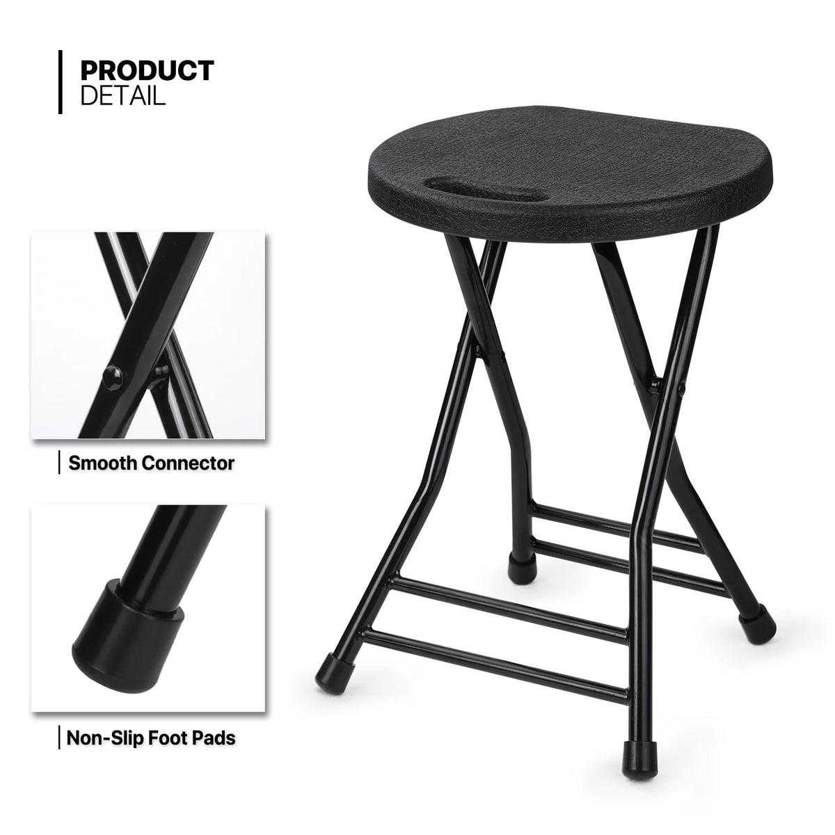 7 Pieces 5 FT Folding Round Table and Chair Set Black C775