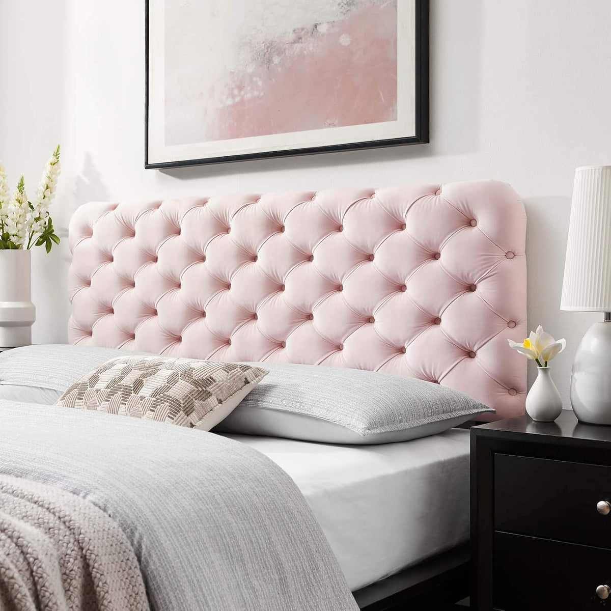 Teal Tufted Velvet California King Headboard A3249