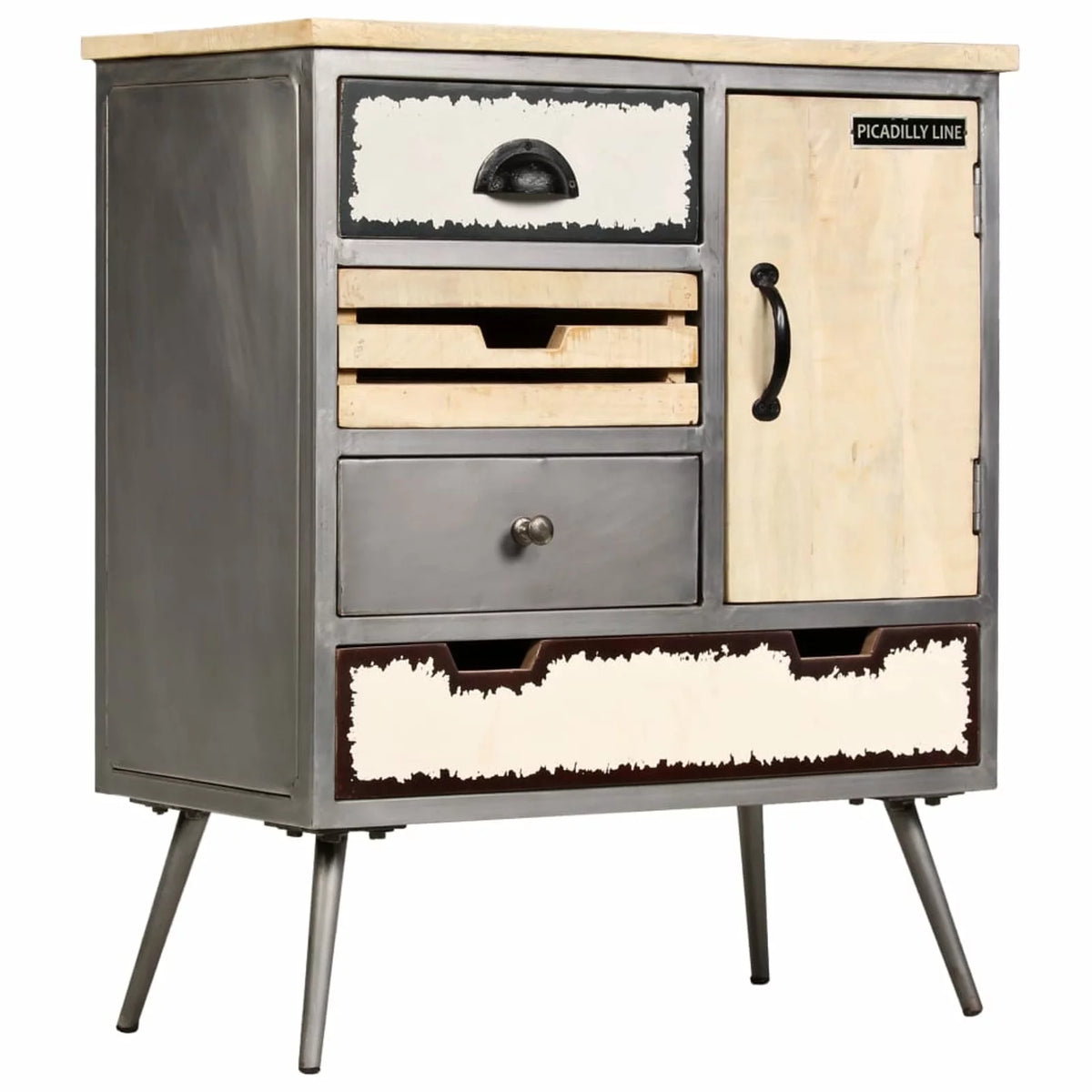 Solid Mango Wood and Steel Sideboard O95339