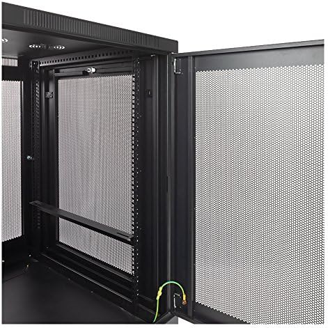 18U Perforated Door Rack Enclosure Cabinet with Casters Black V68692