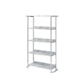 White Printed Faux Marble Chrome Metal Bookcase G99795