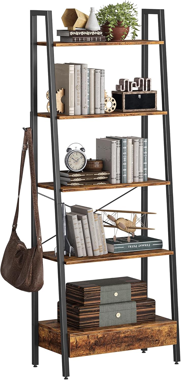 5-Tier Ladder Shelf with Drawer L339