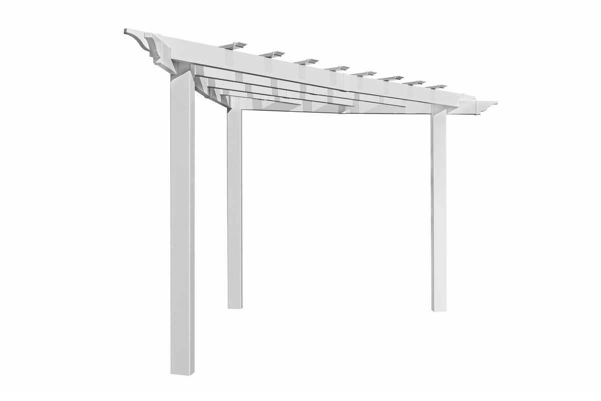 96"L x 96"W x 94"H Vinyl Alcove Corner Pergola, White L949