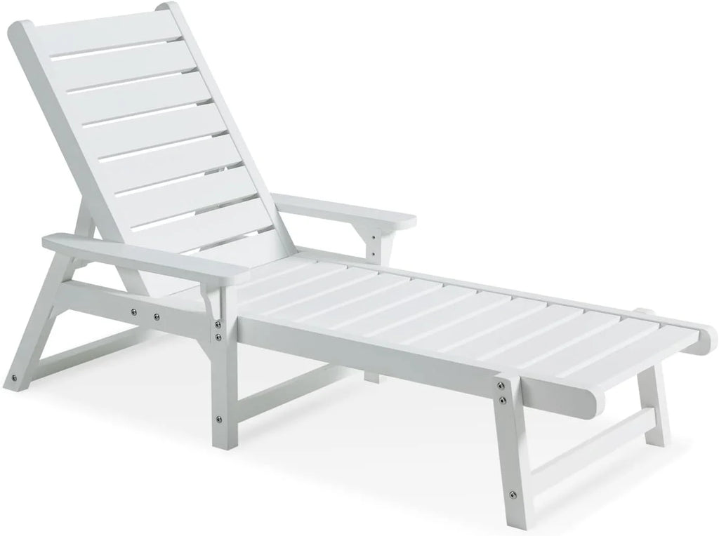 White Poly Lumber Chaise Lounge with Adjustable Backrest F4671