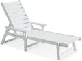 White Poly Lumber Chaise Lounge with Adjustable Backrest F4671