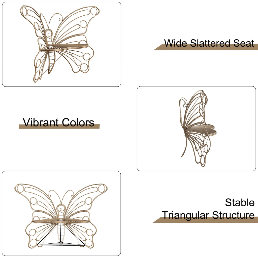 Outdoor Bench with Butterfly Inspired Pattern H83046