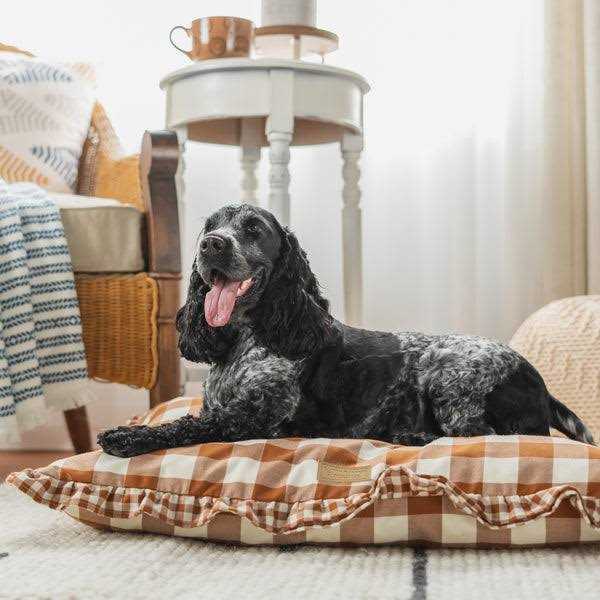 Brown Gingham Print Envelope Dog Bed R854