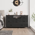 Rustic Brown 8 Drawer Dresser TV Stand with Outlet and LED Lights K76989