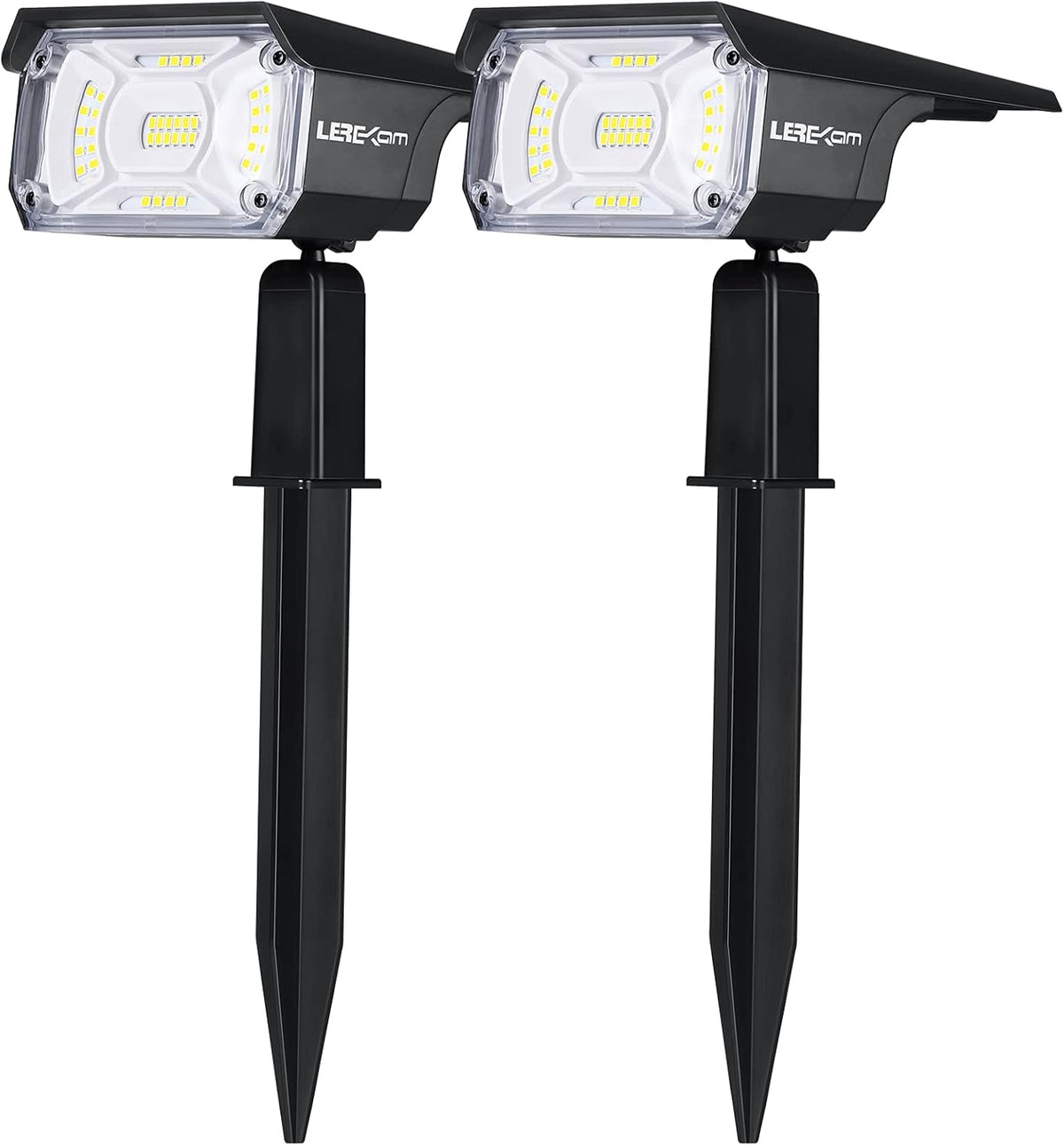 Solar Spot Lights Outdoor, IP65 Waterproof 40 LEDs, USB & Solar Powered, 2 Pack D820