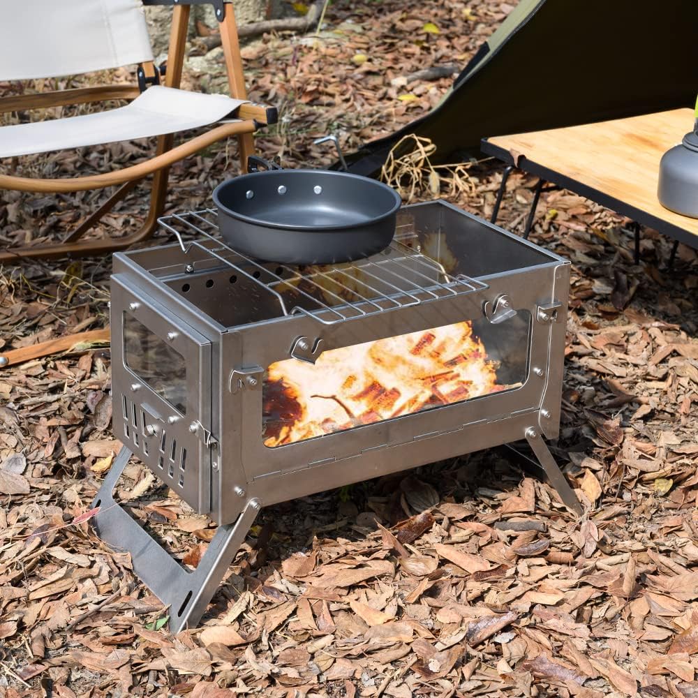 15inch Wood Burning Stove Folding Portable with 9.84ft Pipes M580