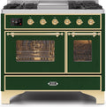 40 Dual Fuel Natural Gas Range Emerald Green Brass Trim B296714