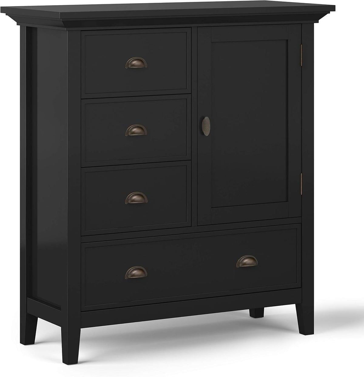 Solid Wood 39 Inch Wide Storage Cabinet in Light Golden Brown with 3 Small Drawers and 1 Large Drawer H540173