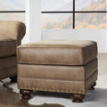 Faux Leather Ottoman with Antique Bronze Nailheads in Jetson Ginger Q466