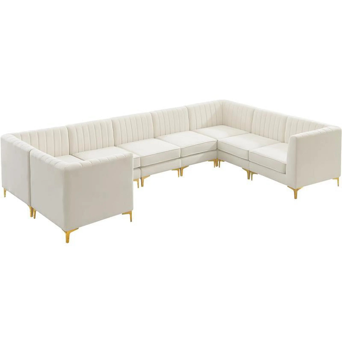 Cream Velvet Modular Sectional X4517