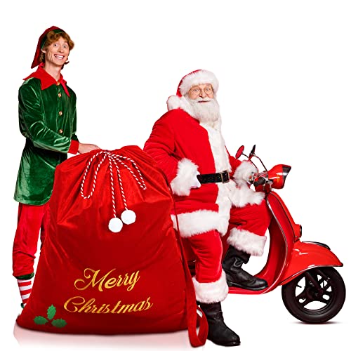 Burgundy Velvet Christmas Drawstring Gift Bags M322
