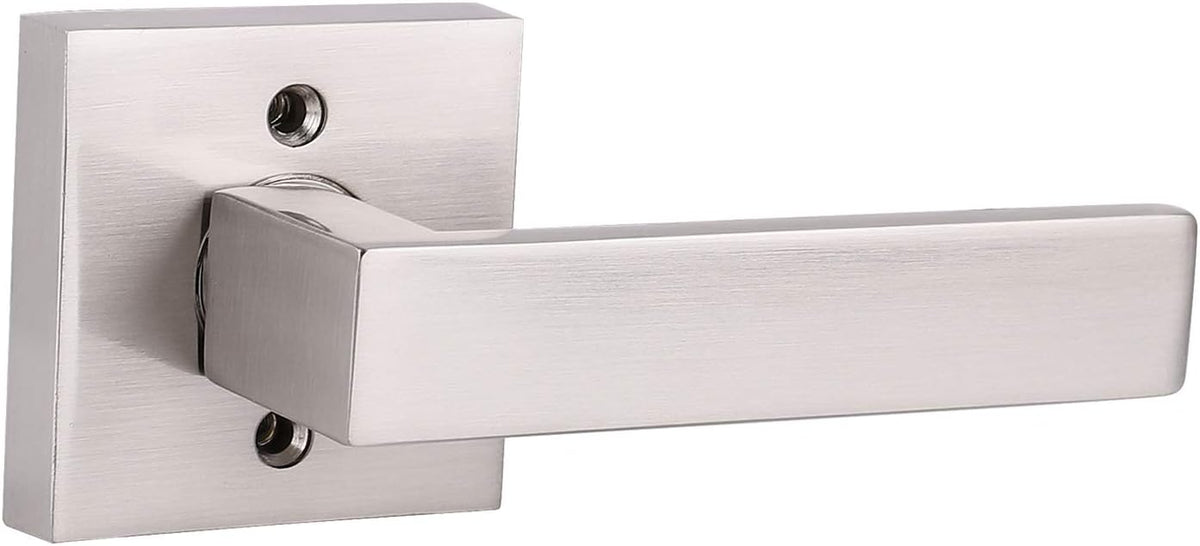Brushed Nickel Square Entrance Door Lever with Deadbolt Locksets, 2 Pack G3441