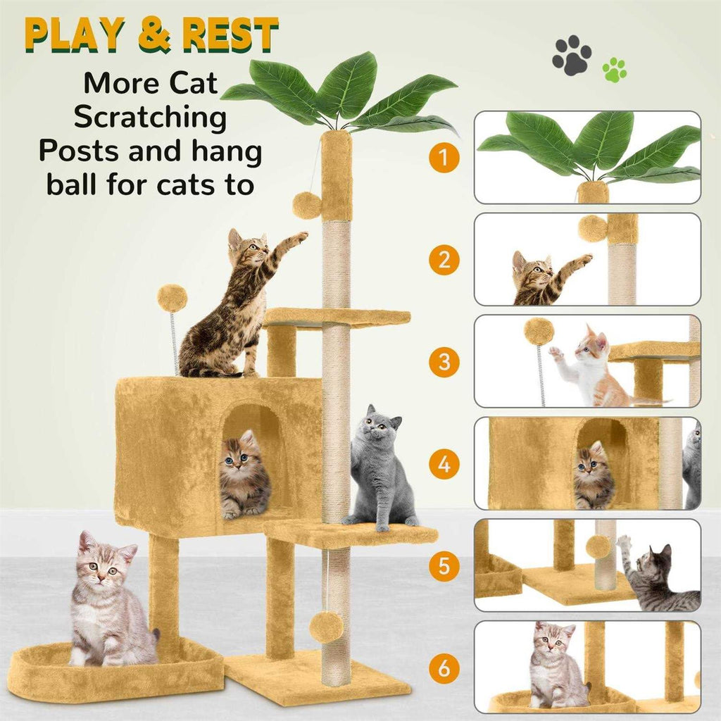 52in Cat Tree with Scratching Posts Plush Perch Q898570