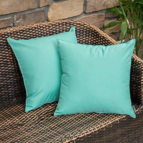 Pack of 2 Waterproof Outdoor Pillow Covers 18x18 Inch Light Green C52382