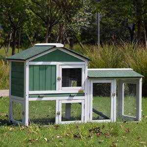 2-Tier Outdoor Wooden Rabbit Hutch with Ramp W431150