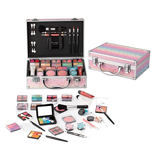 Makeup Kit with Eye Shadow Palette Lip Balm Blush Lip Gloss Brush Lip & Eye Pencil and Mirror B16682