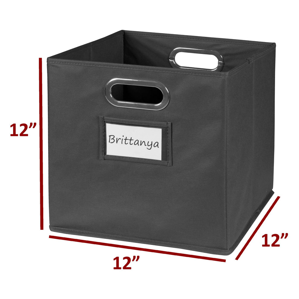 White Storage Sets with Foldable Fabric Storage Bins F96315
