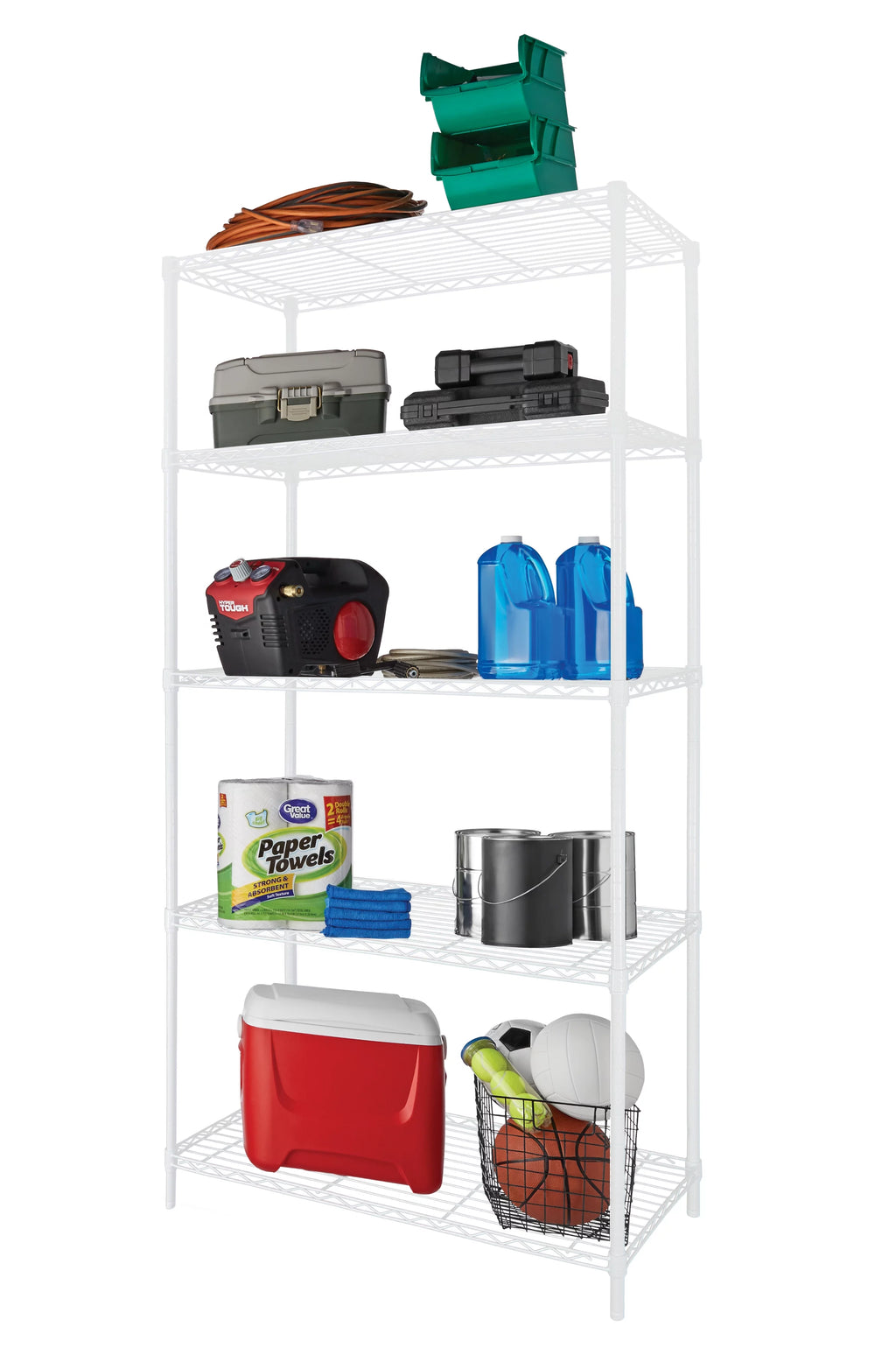 Steel 5-Tier Storage Shelf Unit White W512