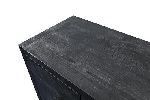 Smoke Blue 60'' Solid Wood Sideboard with 4 Doors and Adjustable Shelves Y5955