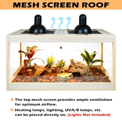 34 Gallon Reptile Terrarium Tank with Metal Mesh Roof Door Q560952