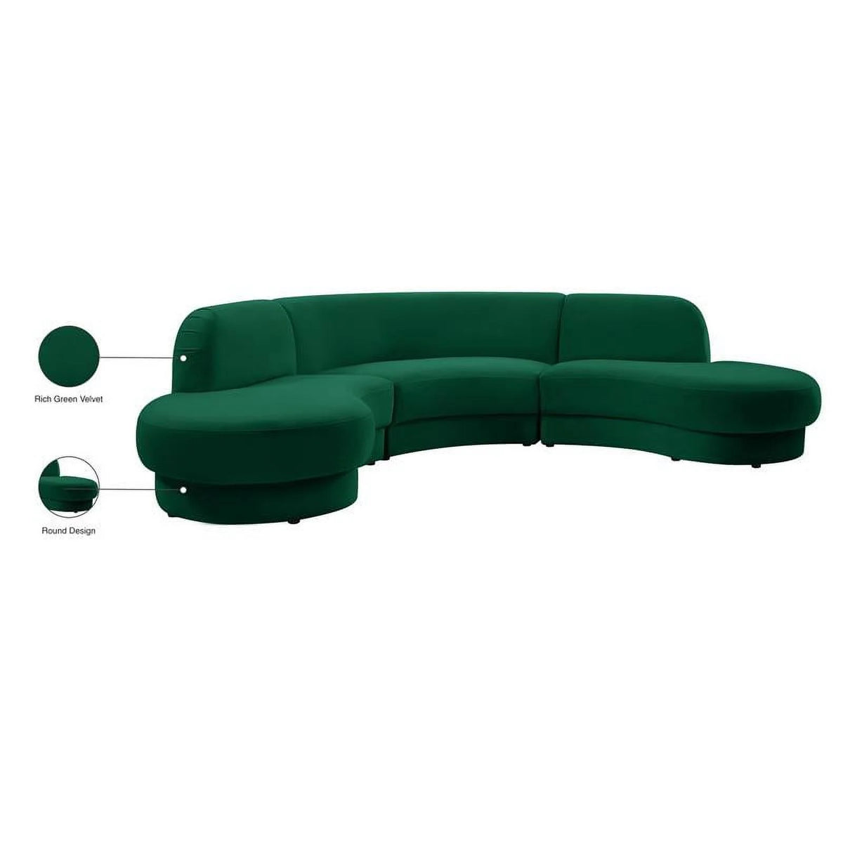 Green Velvet 3pc. Sectional G22296