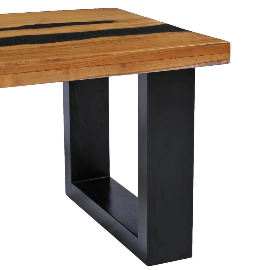 Solid Teak Wood and Lava Stone Coffee Table C15684