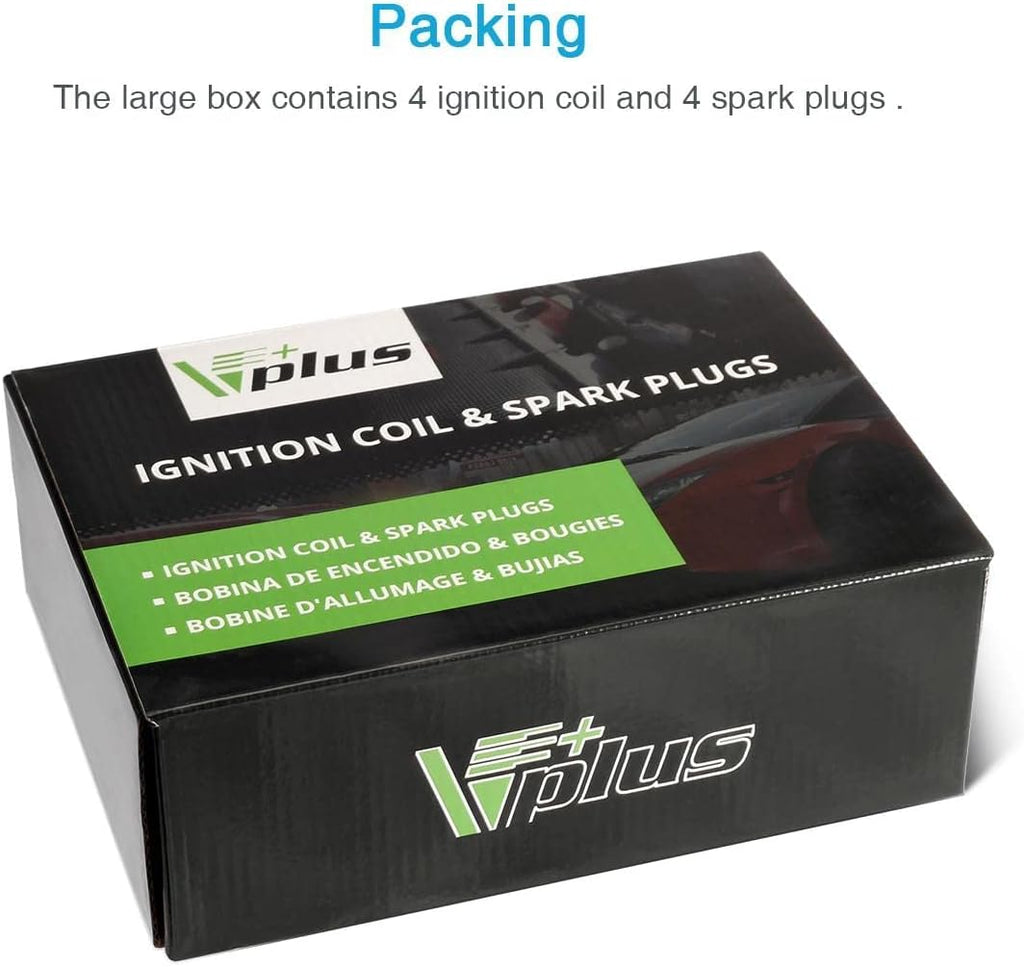 Set of 4 Ignition Coils & Spark Plugs Compatible with Kia Rio Hyundai Accent 1.6L R7054
